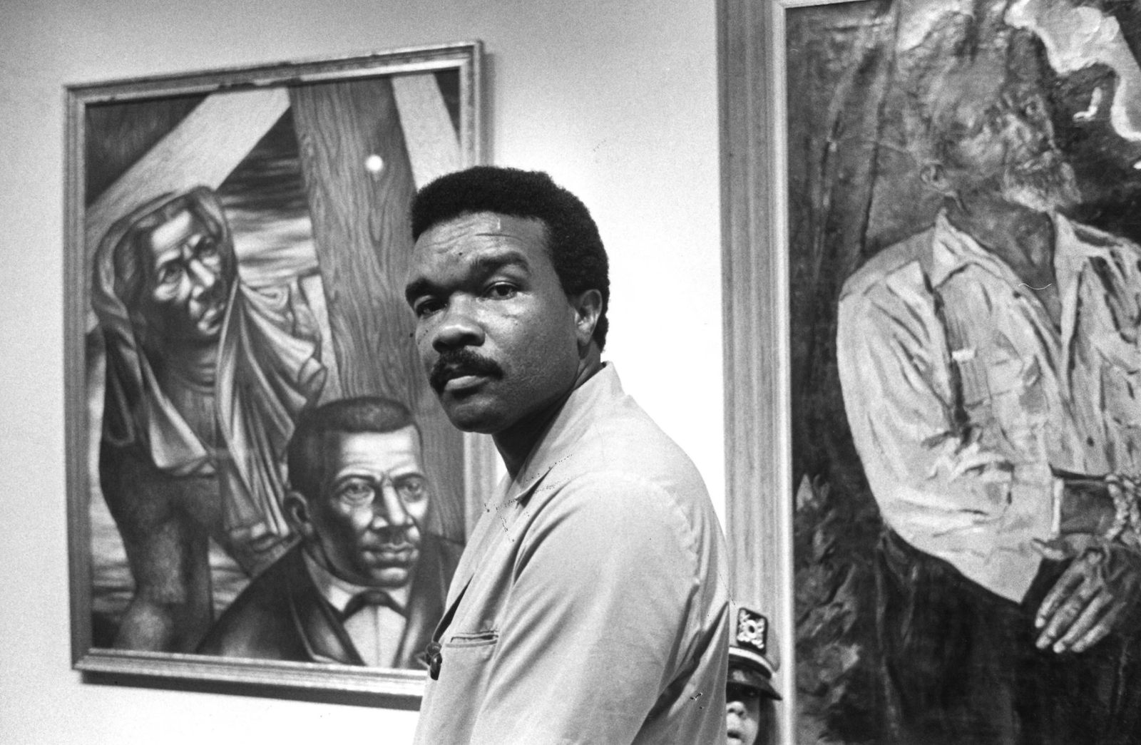 image of David Driskell with "Two Centuries of Black American Art" exhibition