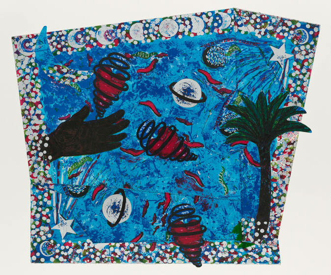 LA Sky with Spinning Hearts by Betye Saar (1989)