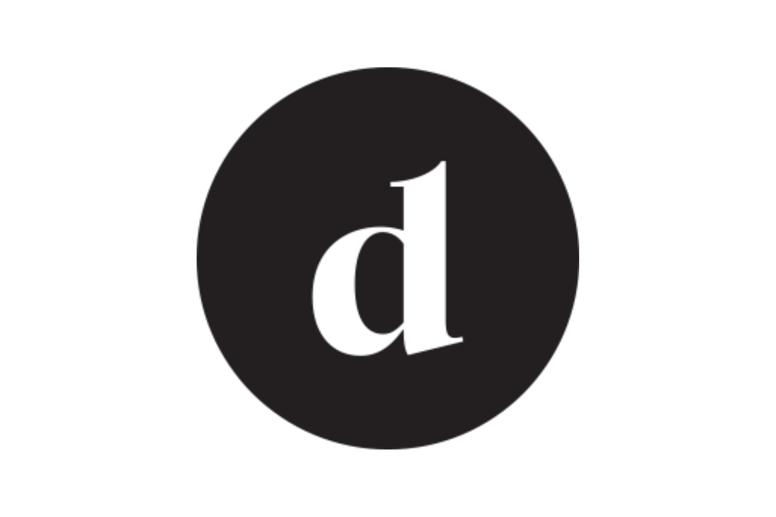 A lowercase d in the center of a circle.