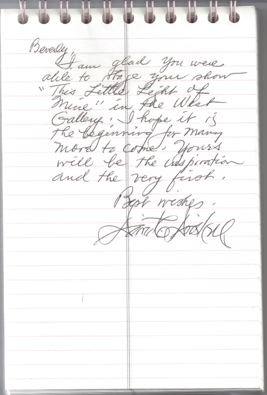 Driskell Note to Beverly Paul 1994 in Notebook
